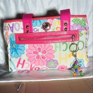 COACH Daisy POPPY Multi-color Graffiti Floral All Over Print Satchel EUC!!!